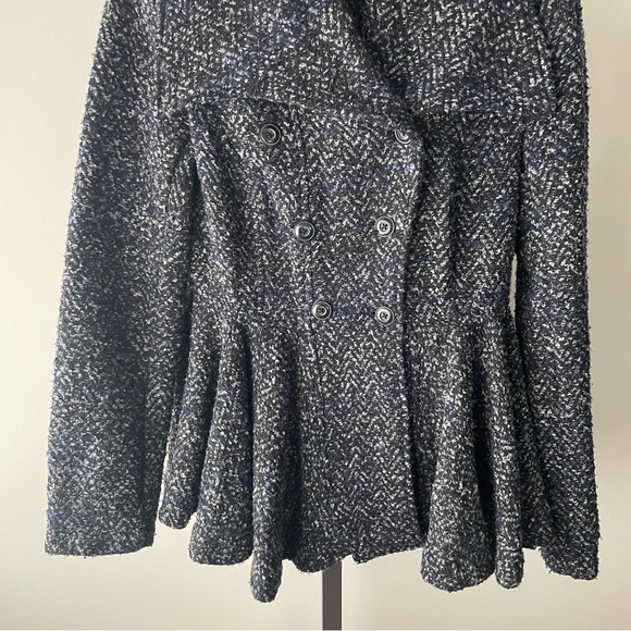 Free People Patricia Peplum Tweed Double Breasted Coat Blue Size 8 - Picture 5 of 9